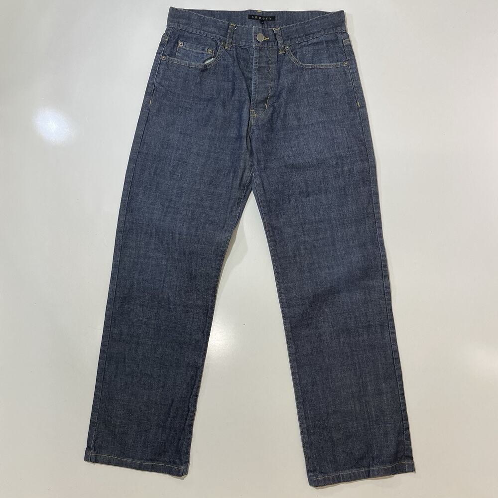 Theory Dark Blue Wash Straight-Leg Denim Button-Fly Jeans Men’s Size 30x28